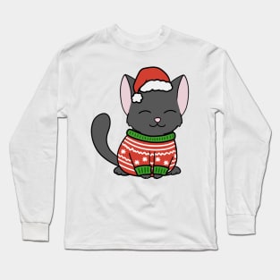 Christmas Sweater Black Cat Long Sleeve T-Shirt
